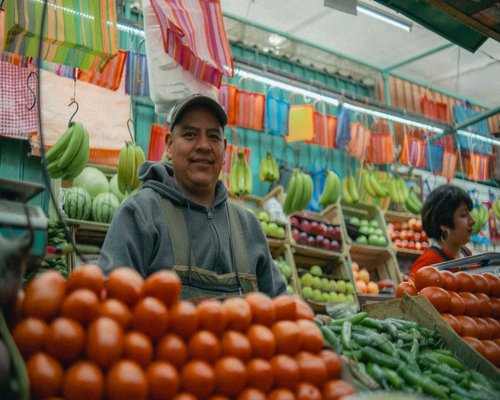 Fresh fruits and vegetables in a traditional Mexican market